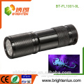 Factory Supply Hand held Aluminum Material 3*AAA Battery High Quality UV Blacklight 385nm Scorpion Hunter 9 Led uv flashlight